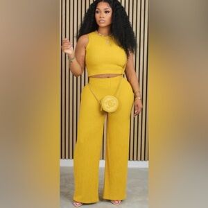 Ribbed Crop Top & Pant Set